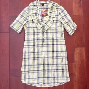 NWT Ella Moss Check Shirt Dress 100% Cotton XS